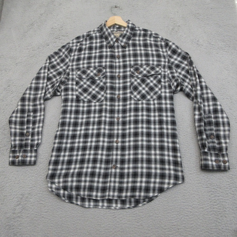 Duluth Flannel Shirt Mens L Gray Plaid‎ Button Down Long Sleeve Workwear Outdoor
